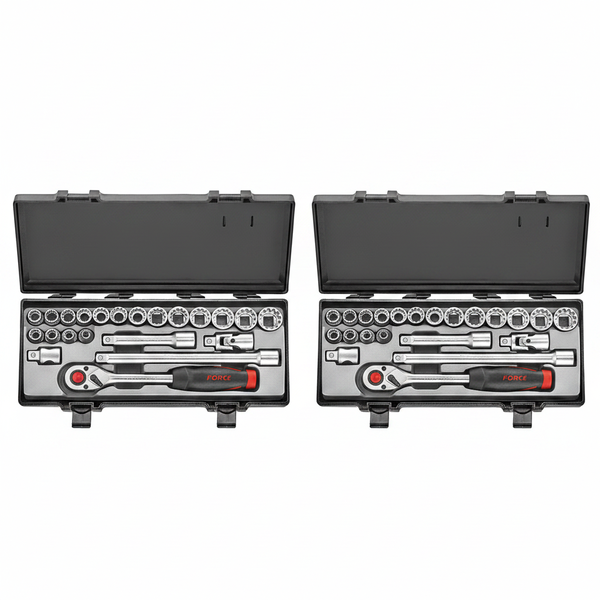 Force 22 Piece Spline Socket Set 8mm-24mm 1/2 inch Drive - 2 Pack