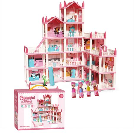 16-Room Large DIY Dollhouse - Princess Castle Building Toy for Girls Gifts Image