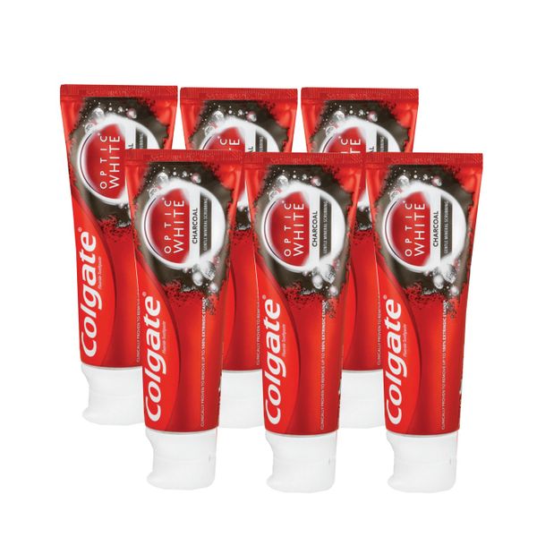 Colgate Optic White Whitening Toothpaste - Charcoal - (6 x 75ml)