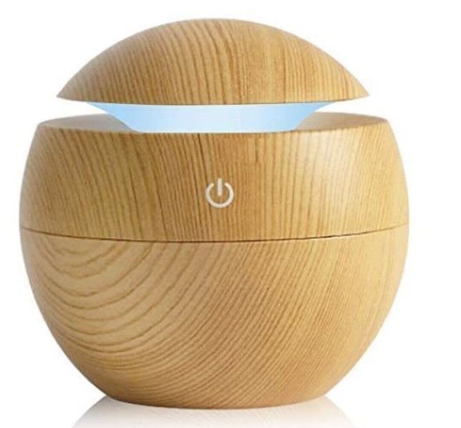 Ball Shaped Diffuser &amp; Aroma Humidifier - Ultrasonic Light Wood Pattern