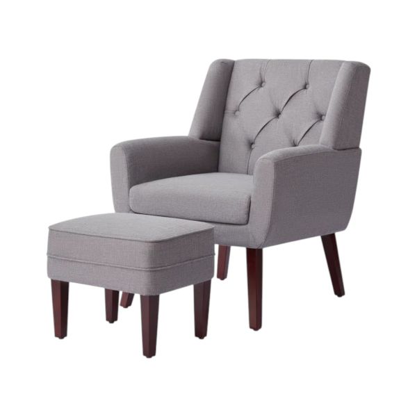 Penna Wide Tufted Armchair and Ottoman