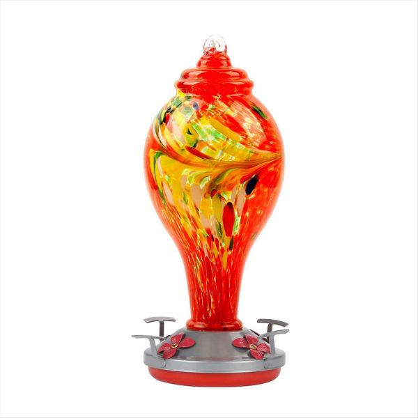 Glass Bird Feeder Painted Glass Feeder Hand Blown Leakproof