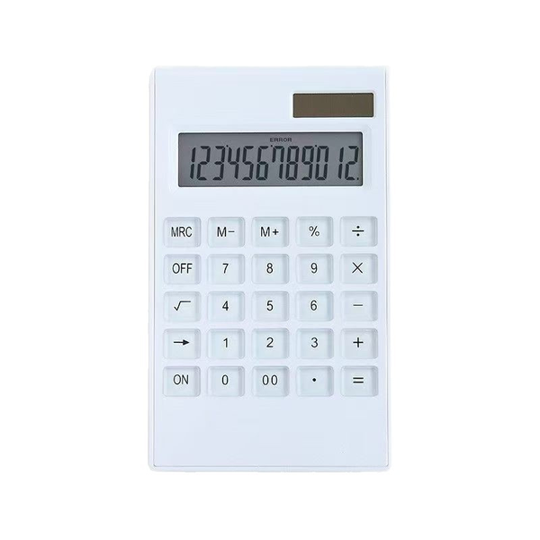 Minimalist Ultra-Slim Calculator 12-Digit Display, Solar &amp; Battery Powered