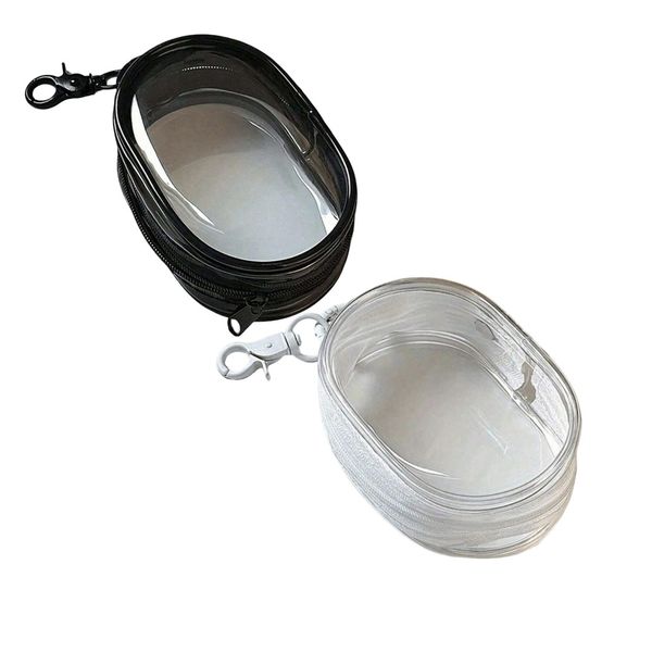 2-Piece Mini Clear Zipper Storage Pouch Set - Black and White