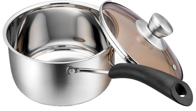 P&amp;P CHEF 2 Quart Saucepan Small Pot, Stainless Steel Saucepan with Lid
