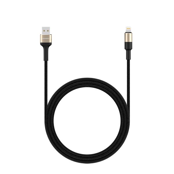 Rockrose Acacia AL 2.4A 1M Lightning Cable, Black &amp; Gold