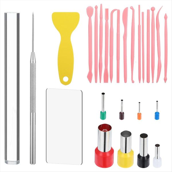 Polymer Clay Tools 26Pcs Kit with Roller, Cutters, Sculpting Tools, Needle