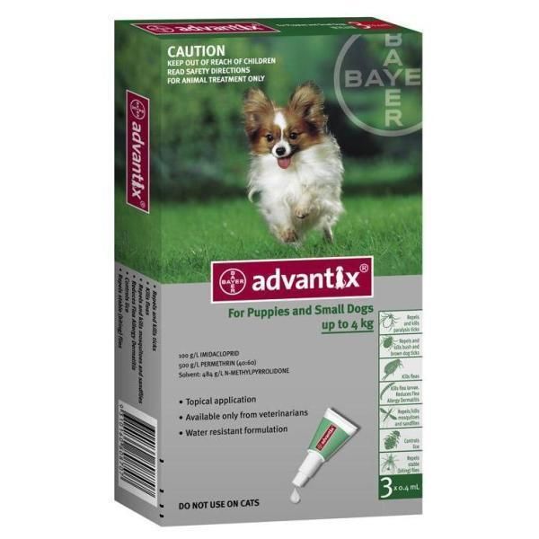 Advantix Dog Small 1-4kg Green For Ticks &amp; Fleas