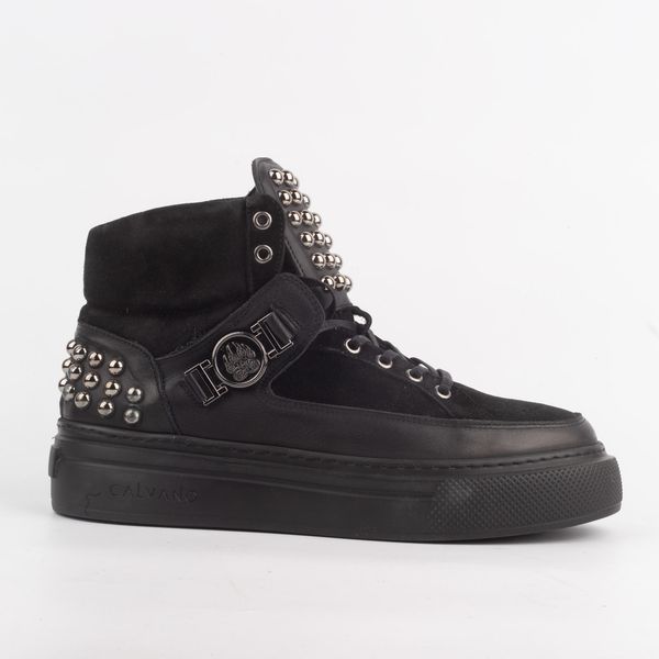 Men's Black Studded High-Top Boots Bold &amp; Trendy Streetwear
