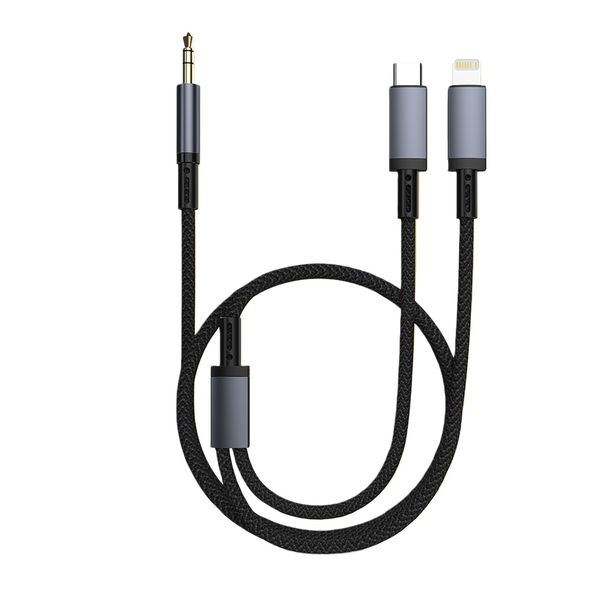 2-in-1 3.5mm to Type C/Lightning AUX Cable Compatible with iPhone Android