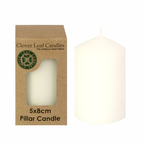 12 x Clover Leaf Candles - Wedding Pillar Candle - (5x7.5cm)