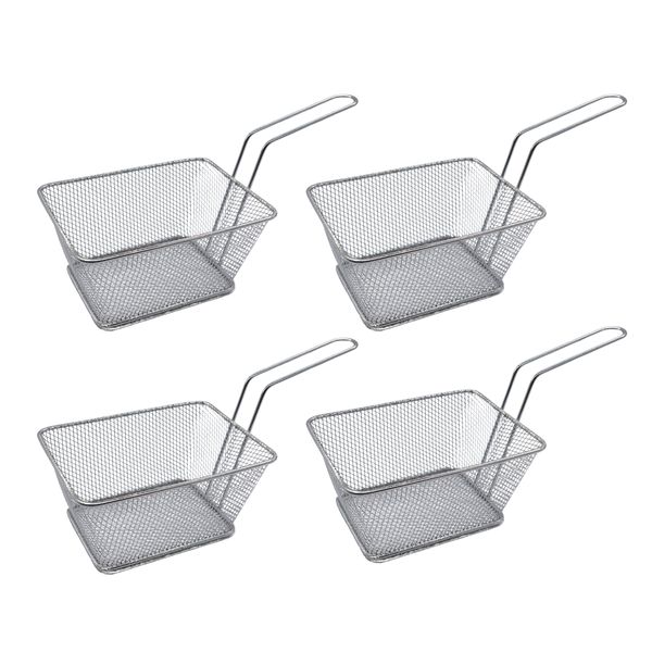 Elegant and Handy Rectangular Steel Frying - Chip Basket - 14 x 11 x 7cm - 12-Pack