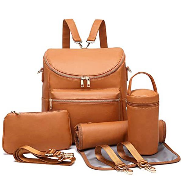 4PCS Diaper Backpack Mommy Backpacks Travel Baby Diaper Bags with Organizer