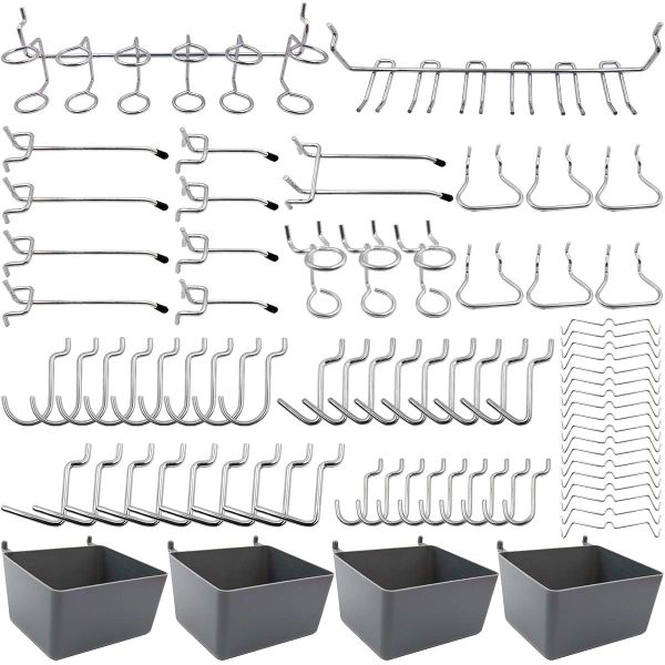 80 piece Pegboard Hooks Kit HD Steel (1/8 &amp; 1/4 Fit)