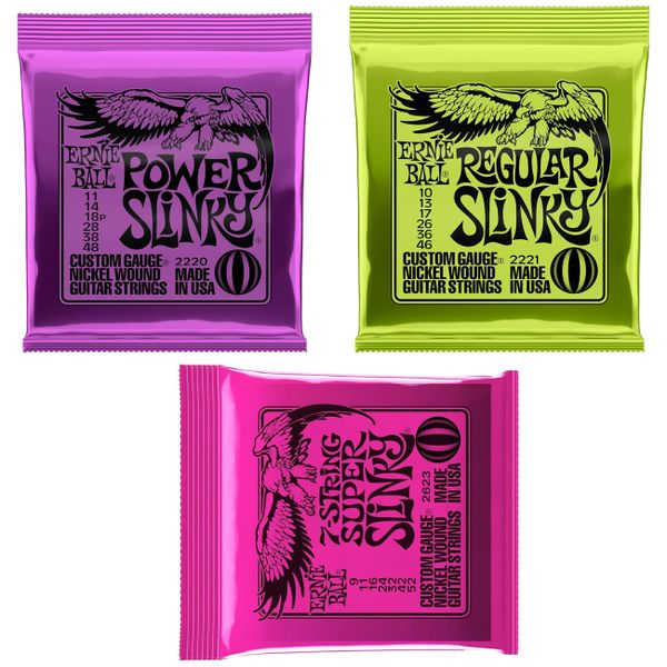 3-Pack Ernie Ball Power Slinky Nickel Wound Electric Guitar Strings, 11-48