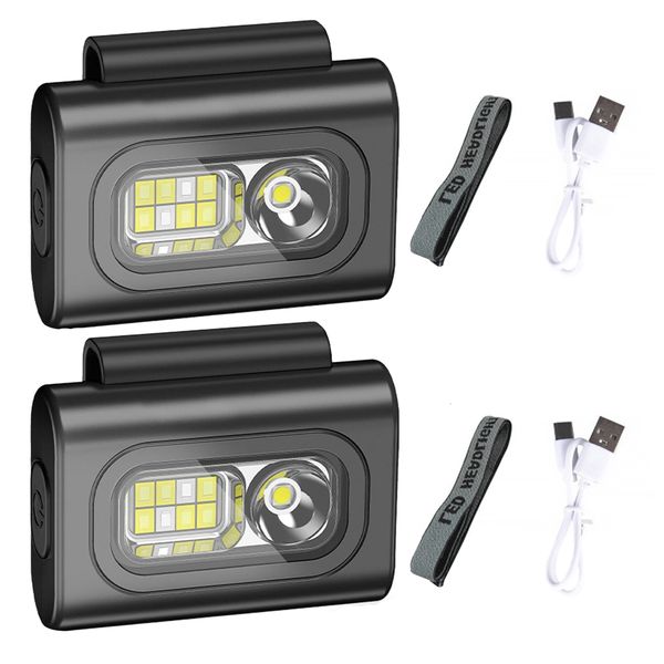 2PKLed Clip Lamp Running Light Jogging Headlight Strong Magnetic 1200 Lumen