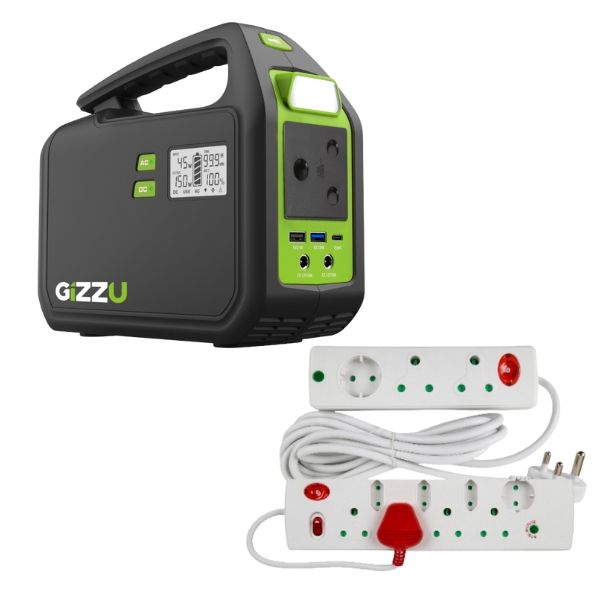 Gizzu - 242Wh - Portable Power Station &amp; 8-Way Multi-Plug