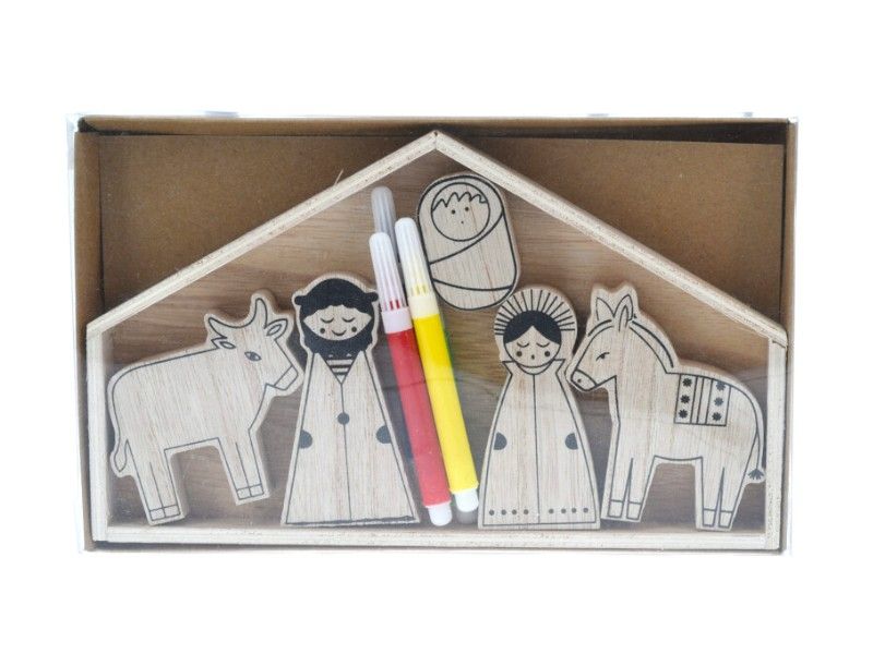 Nativity Set 1 - House, Joseph, Mary, Baby Jesus, Cow, Horse