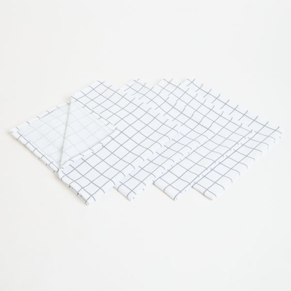 George &amp; Mason - 4 Pack Check Napkins - White/Charcoal