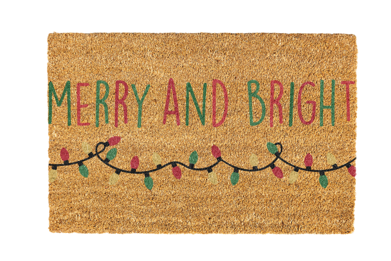 Merry and Bright Christmas Coir Doormat Design 700 x 400mm
