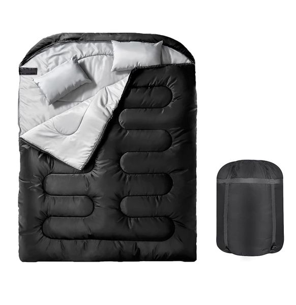 Adult Double Sleeping Bag Envelope Style Camping Sleeping Bag With Pillow