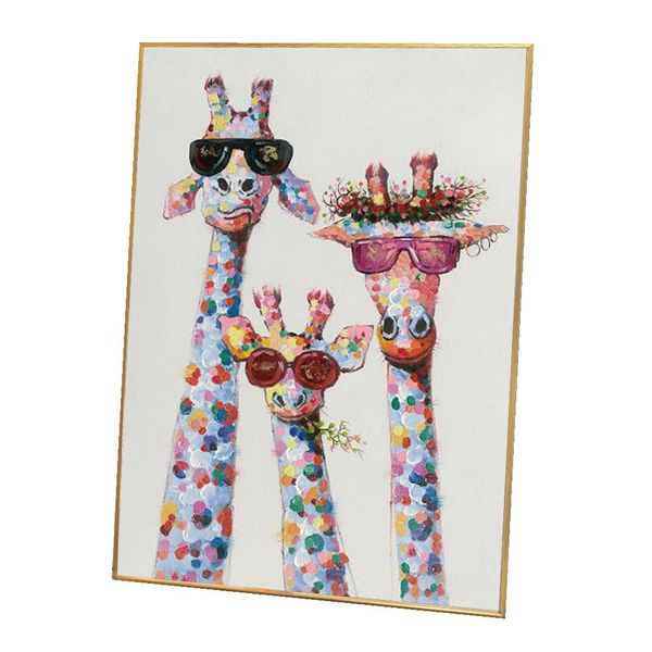 Canvas Art: Modern Art - Giraffe Family (40 x 60cm Frame Included)