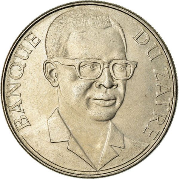 1976 Zaire Republic of the Congo 5 Makuta President Mobutu Sese Seko