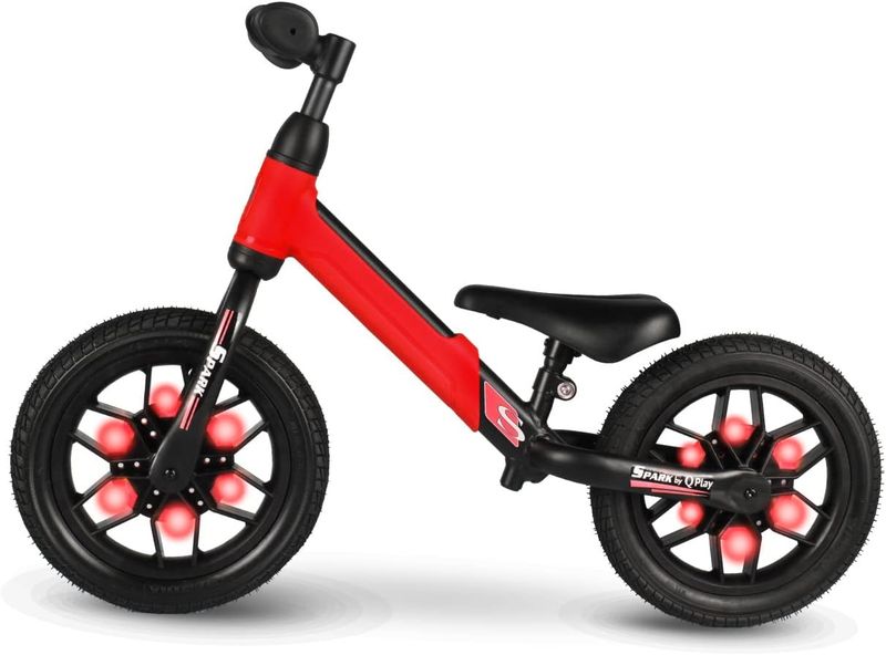 Qplay Spark Balance Bike Air Gel with LED Lights - Red