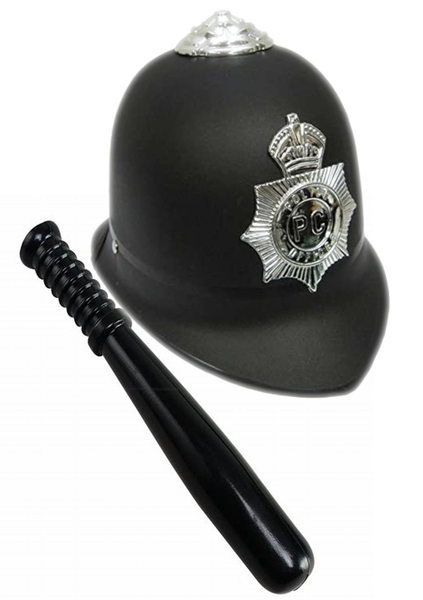 Police Helmet with Baton