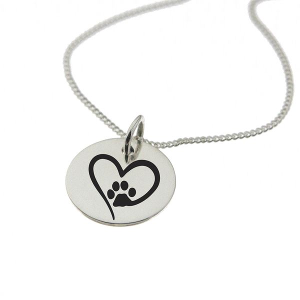Paw in Heart Sterling Silver Necklace