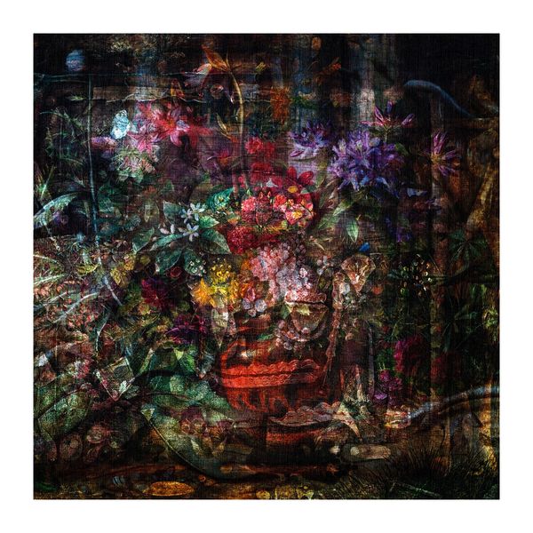 Grunge Painted Flowers Square Tablecloth