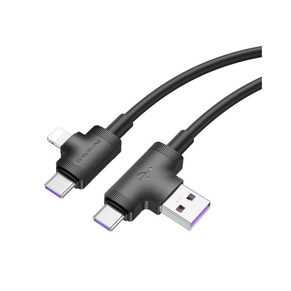 Borofone 4-in-1 60W Fast Charging USB/Type-C to iP/Type-C Cable - BX73