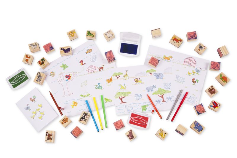 Melissa &amp; Doug Deluxe Wooden Stamp Set in Display