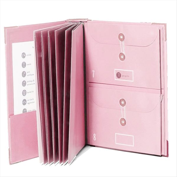 File Folders with Labels Cute Paper Organizer with Zipper Pouch Pink