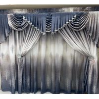 Dream world two tone tree design curtain with same lace+tiebacks and hooks