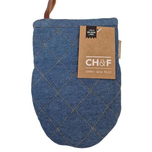 CH&amp;F Denim Mini Oven Glove - 14cm x 20cm Quilted Single Mini Mitt