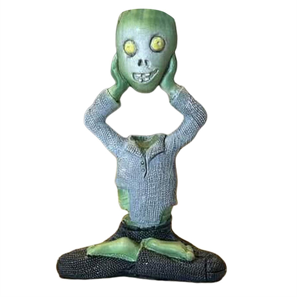 Meditating Skeleton Skull Plants Pot Halloween Decorative Sculpture A