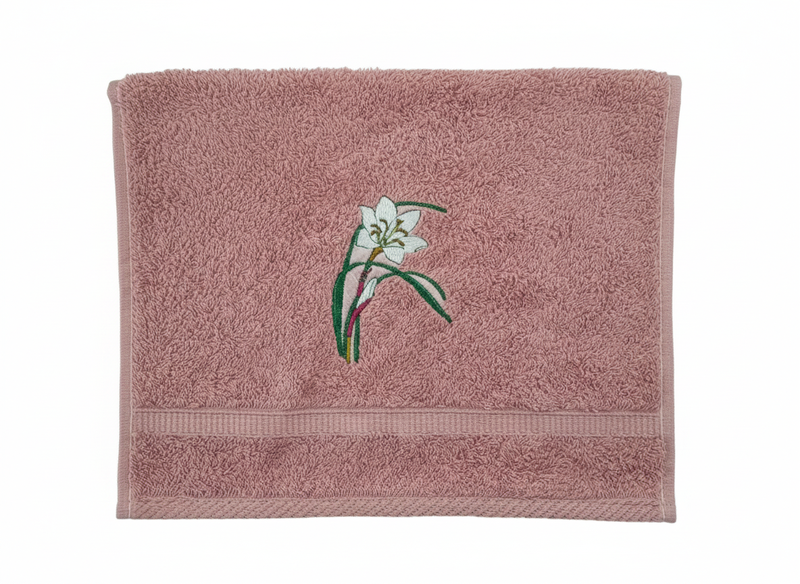 Embroidered Lily Flower Hand Towel