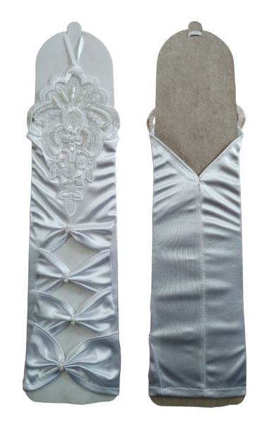 Elegant White Bridal Fingerless Spandex Gloves