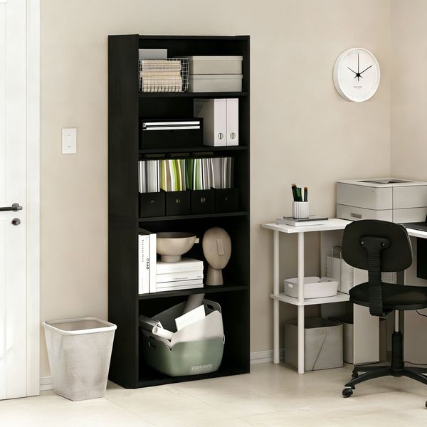 5-Tier Shelf Bookcase Detachable Shelves Open Cabinet Standing Bookshelf