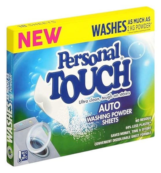 Personal Touch Auto Washing Powder Sheets 18 Pack