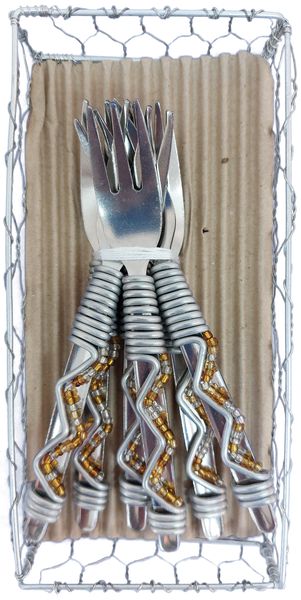 Beaded Decorative Cake Fork Set