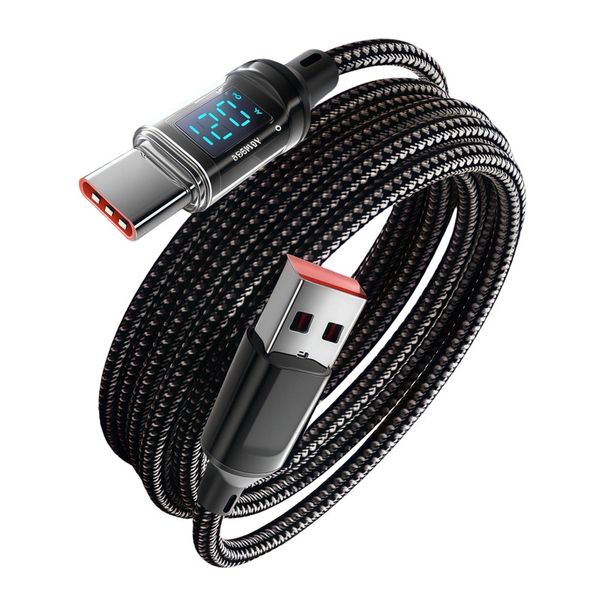 120W Type-C Charging Cable Illuminate Digital Display Fast Charger Cable 1M