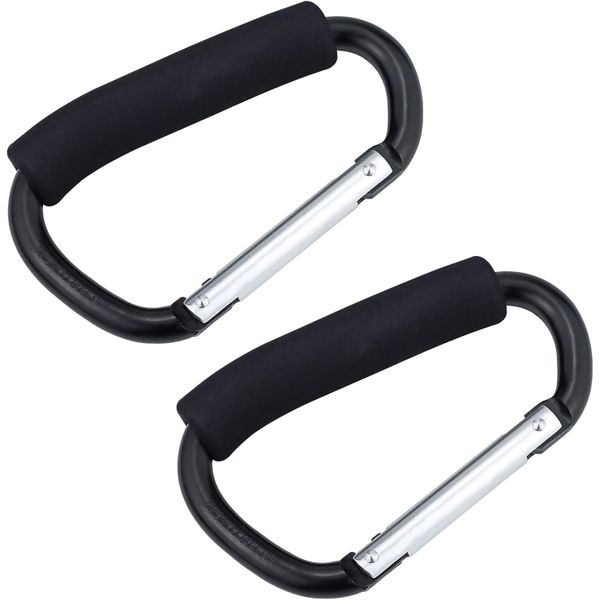 2 Pack Stroller Hooks,13.2cm Stroller Clips for Hanging, Carabiner Clip