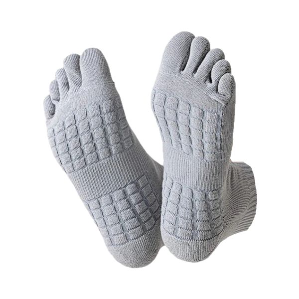 Athletic Cushioned Toe Socks - Non-Slip Sports Socks - Grey