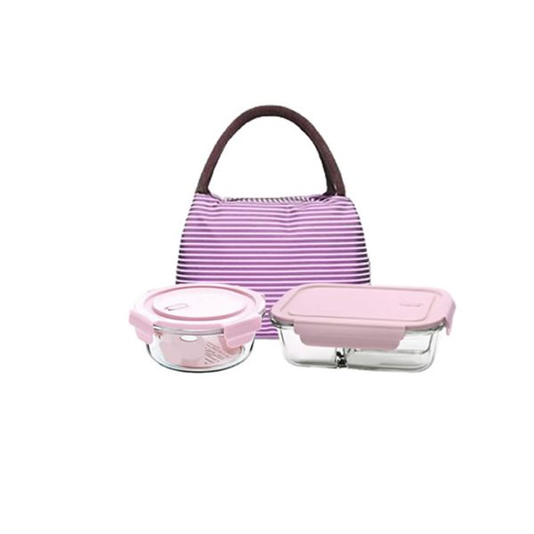 2 Glass Lunch Box Containers With Insulated Lunch Bag