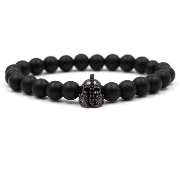 Argent Craft Natural Black Matte Agate With Silver Knight Helmet