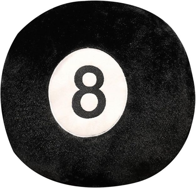 Billiard Ball Throw Pillow, 13.7'' Round Black 8-Ball Cushion