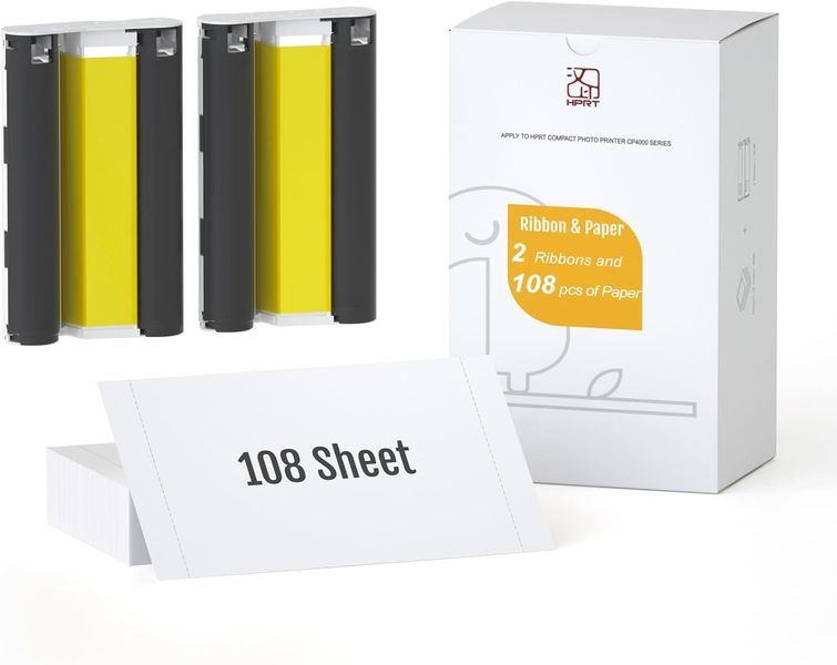 HPRT Photo Paper 108 Sheets and 2 Ribbons Designed for CP4100 Photo Printer