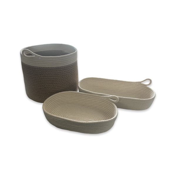Hand woven natural cozy 3-Piece storage basket set